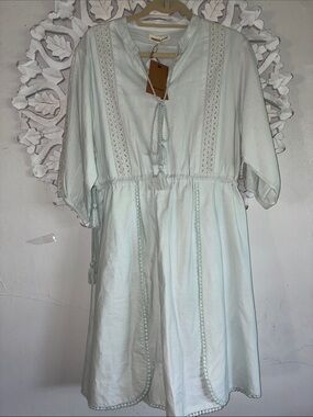 Mixology Light Blue Eyelet Midi Dress